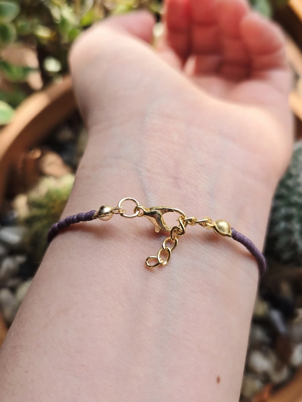 Dainty Purple Beaded Evil Eye Bracelet